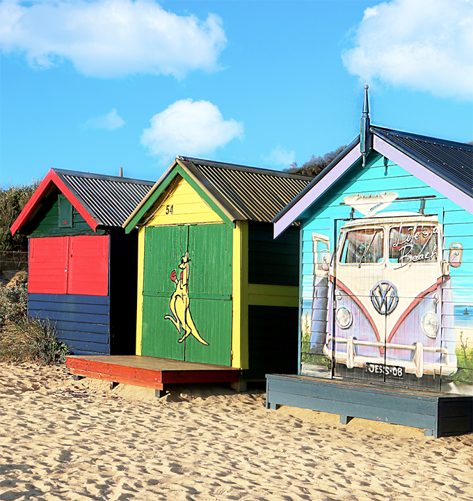 Visit the iconic Bathing Boxes - Melbourne Australia