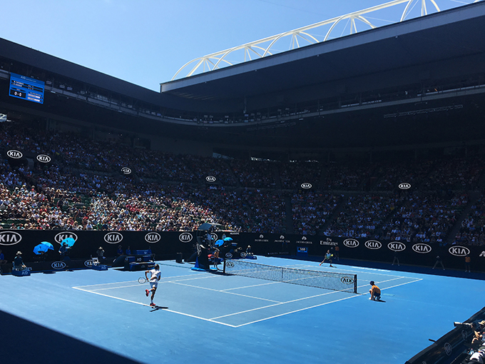 Roger Federer in action at the Australian Open