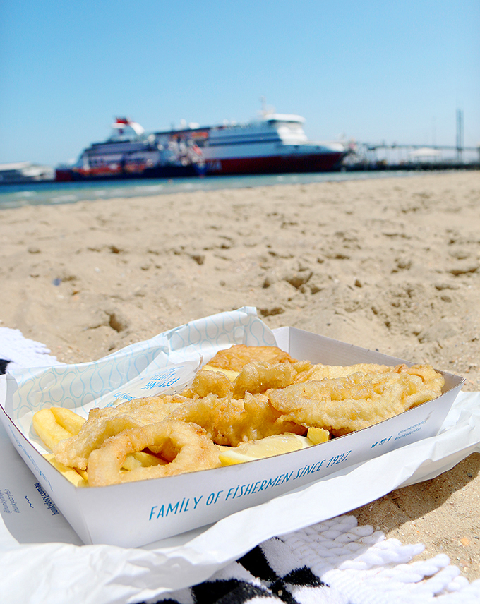 Fish and Chips on Port Melbourne Beach - Victoria